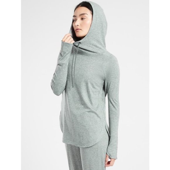 Athleta Uptempo Hoodie Sweatshirt Yoga Top In Metropolis Grey - Picture 3 of 13